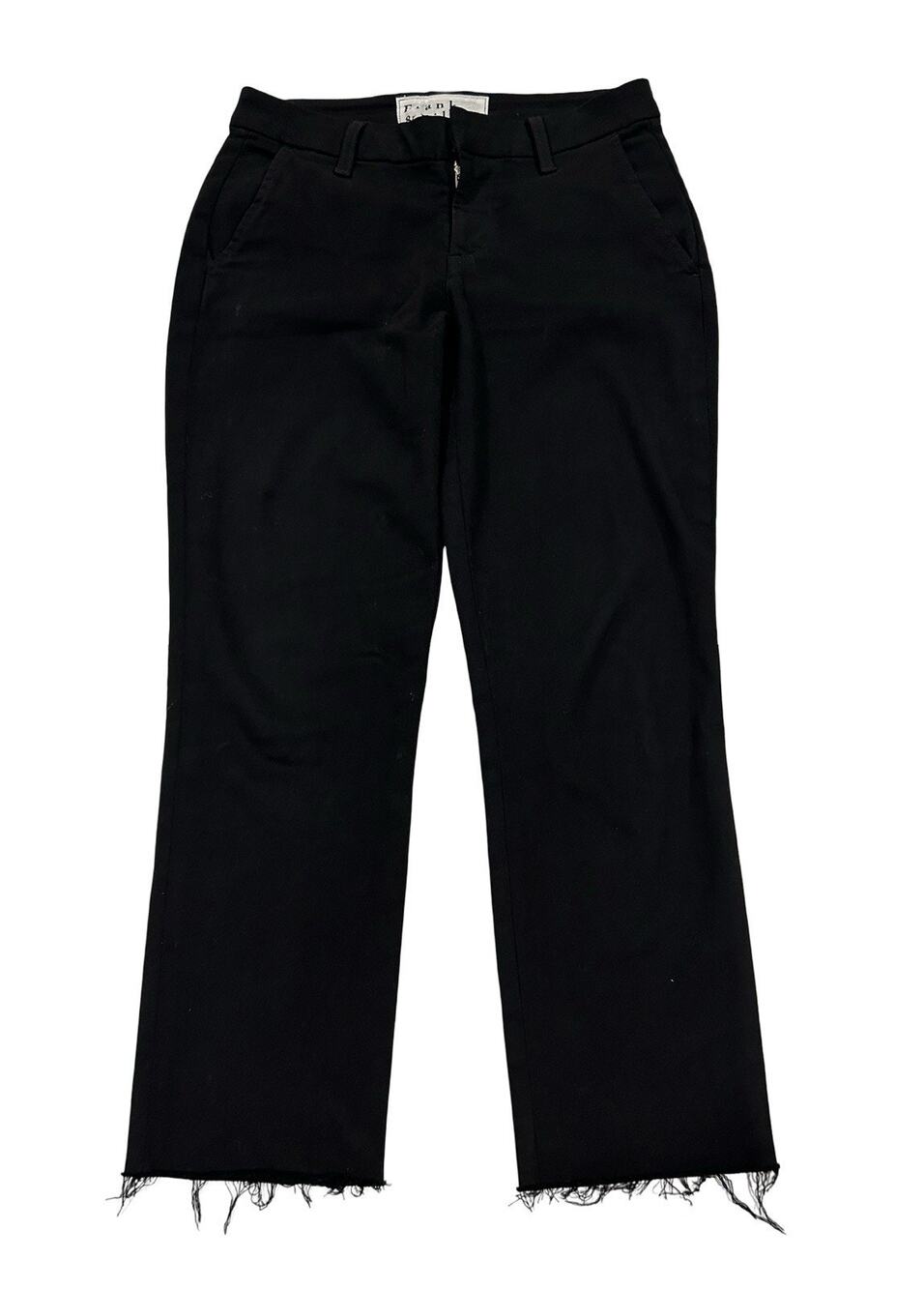 Frank & Eileen Size 2 Wicklow Cropped Pants Black Frayed Inseam 24.5”
